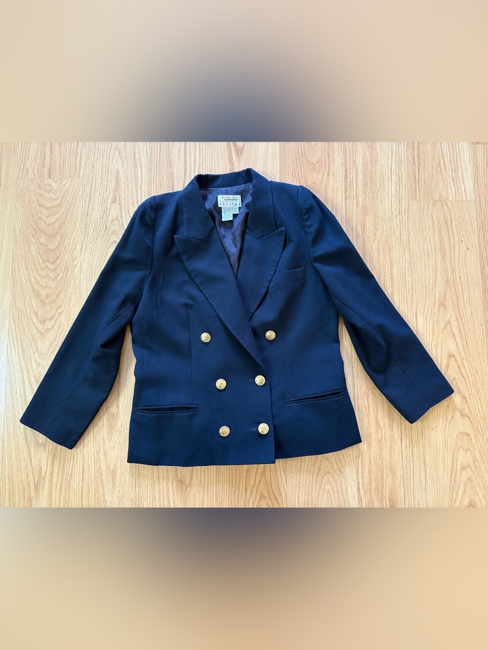Vintage NWOT Talbots Petites worsted-wool navy blue coat sz 12P made in USA chic